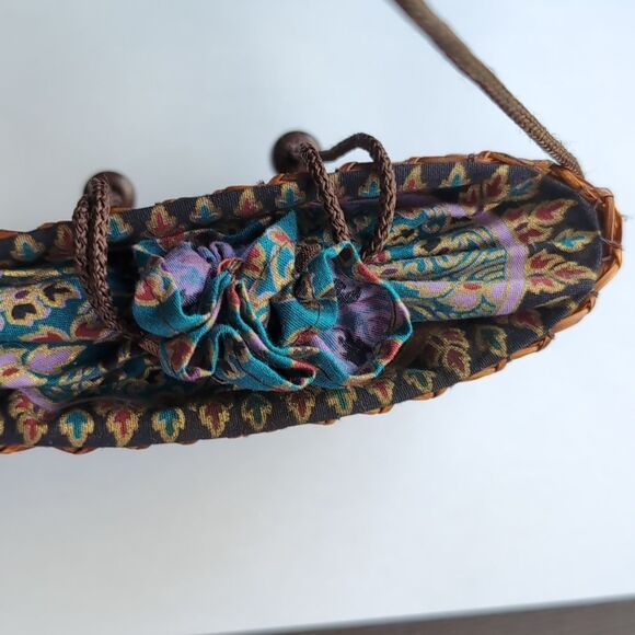 Unique Vintage Woven Brown Rattan Wicker Mini Bag - Picture 7 of 12